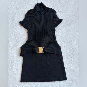 Ultra mini Boston Proper Black Knit Dress with Gold Accent